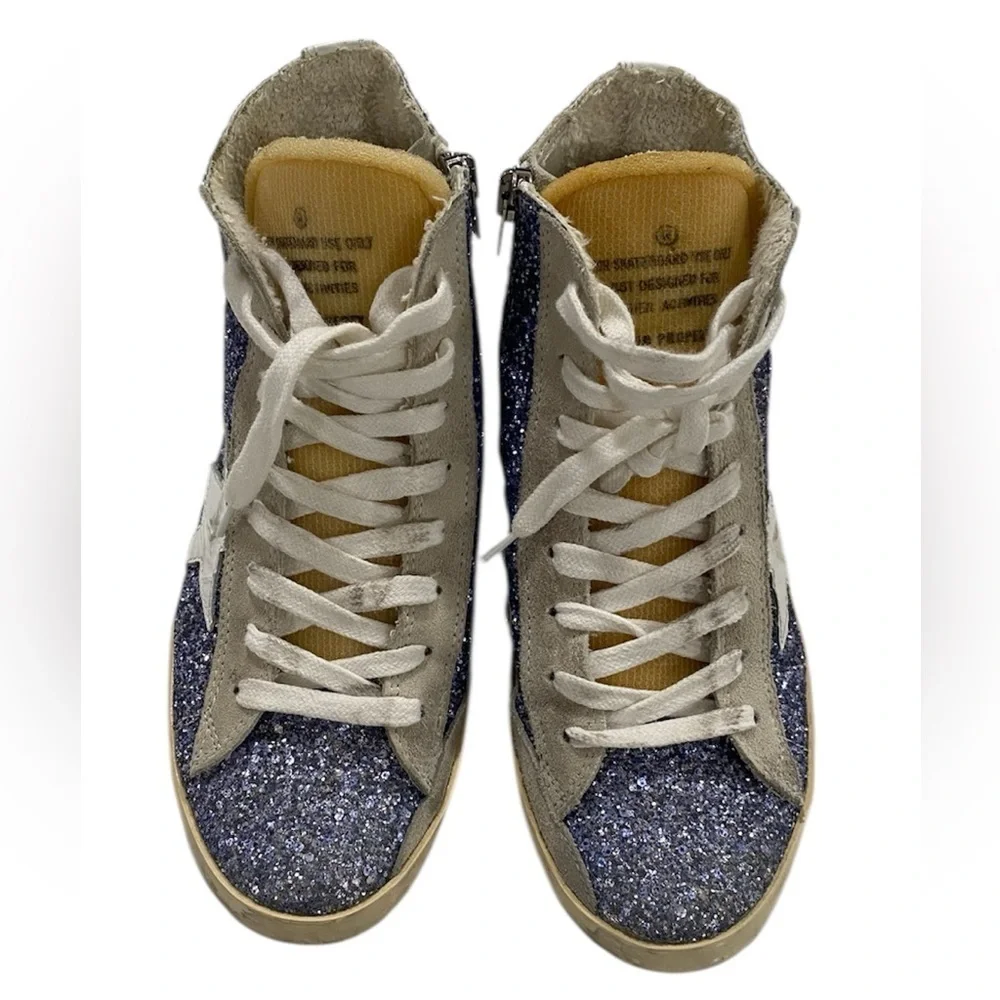 Golden Goose blue glitter Francy high-top sneakers - Picture 3 of 11